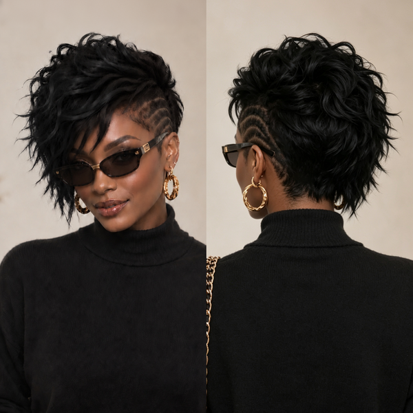 Bequeen Slay Ready Side Part Lace Pre-styled Tousled With Shaved Detail Full Cap Wig