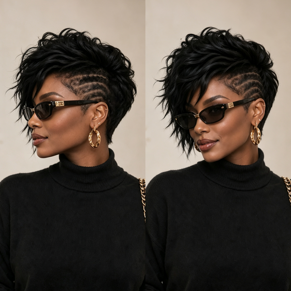Bequeen Slay Ready Side Part Lace Pre-styled Tousled With Shaved Detail Full Cap Wig