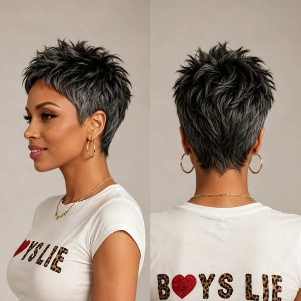 Bequeen Summer Cool Super Short Style Pixie Cut Wig 100% Human Hair