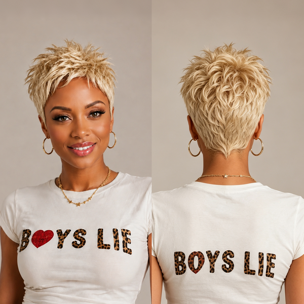 Bequeen Summer Cool Super Short Style Pixie Cut Wig 100% Human Hair