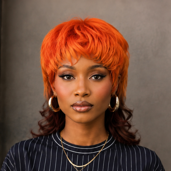 Bequeen Sun-kissed Mixed Color Tones Mullet Glueless 100% Human Hair