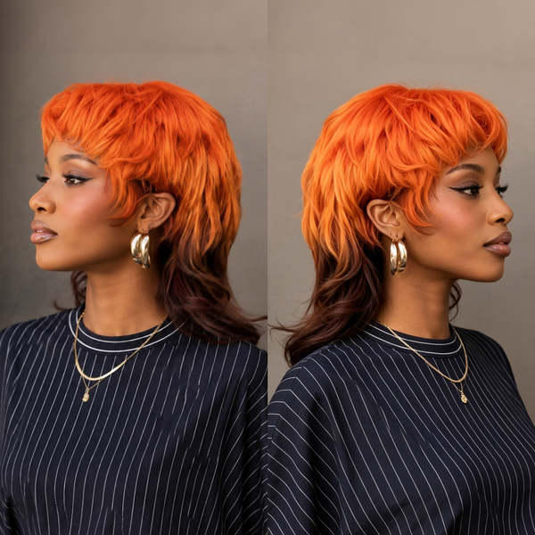 Bequeen Sun-kissed Mixed Color Tones Mullet Glueless 100% Human Hair