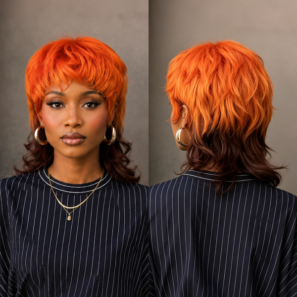 Bequeen Sun-kissed Mixed Color Tones Mullet Glueless 100% Human Hair