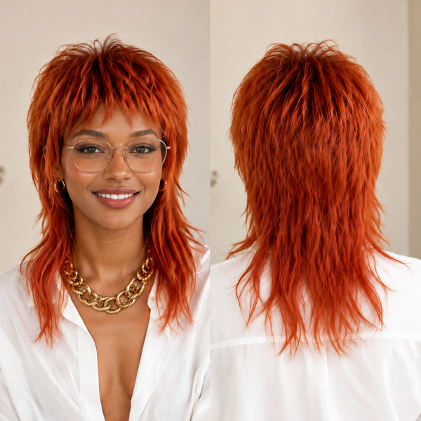 Bequeen Tangerine Dream Dark Root Mullet Glueless 100% Human Hair