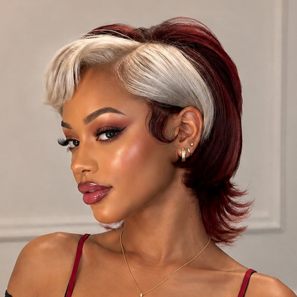 Bequeen Trendy Vogue Fashion Frontal Highlight Silver 13×4 Lace Pixie Style Full Cap Wig