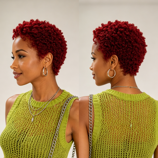 Bequeen Vibrant Lowcut Kinky Small Curly Elegance Pixie 13×4 Lace Wig