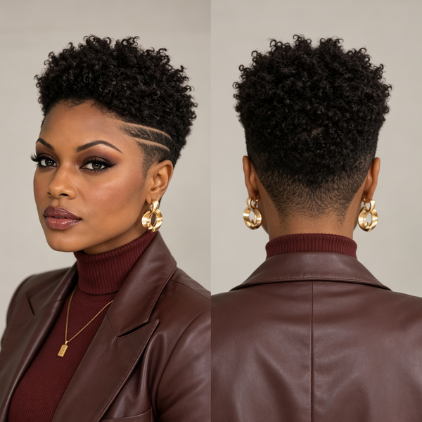 Bequeen Vintage Short Curly Afro Edge Full Lace Wig