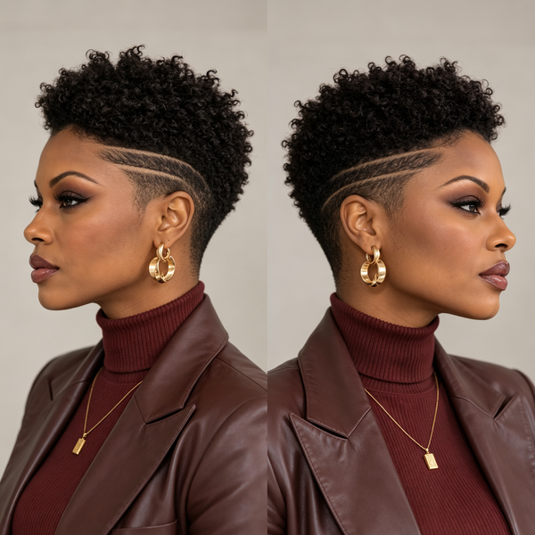 Bequeen Vintage Short Curly Afro Edge Full Lace Wig