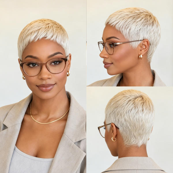 Bequeen Blonde Pixie Cut Full Lace Wig