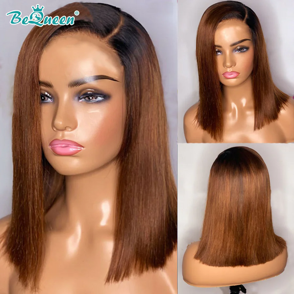 BEQUEEN 13x4 Lace Front Wig Straight 1B99J Bob Wig BeQueenWig