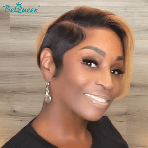 BeQueen Wig FULL LACE WIG Bequeen 100% Human Sunset Color Pixie Cut Full Lace Wig