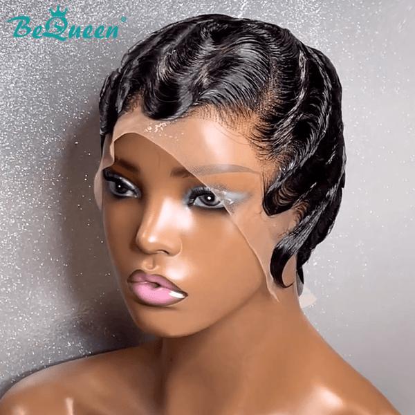 BeQueen Wig PIXIE WIGS BLACK Bequeen 13*4 Lace Frontal Water Wavy Pixie Wig