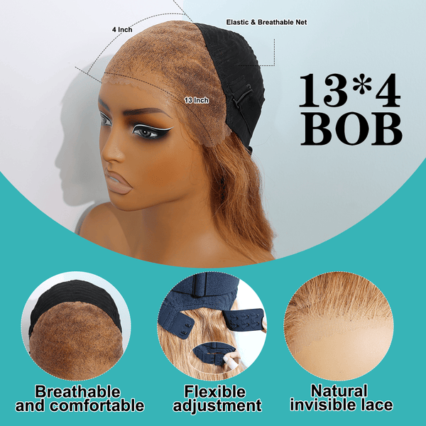 BeQueen Wig BeQueen 13X4 Frontal Lace Glueless Side Part Edge Lines Bob Style For Black Women