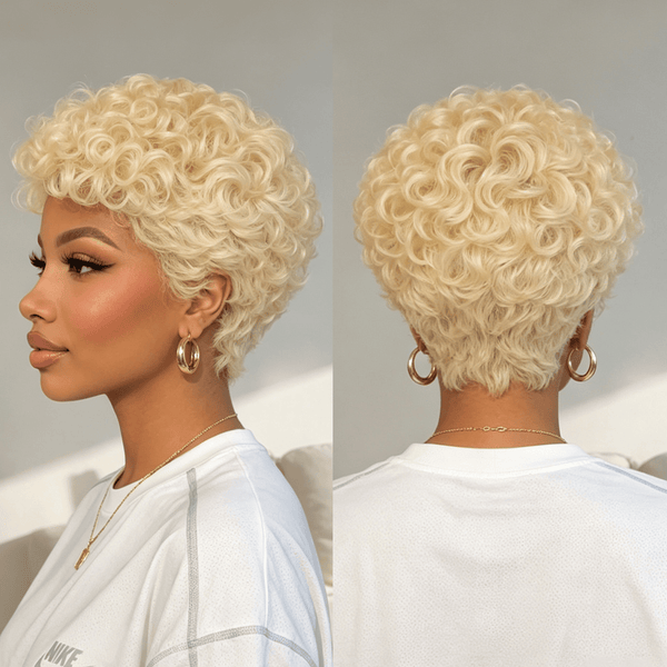 BeQueen Wig PIXIE WIGS Bequeen 13×4 Lace Blonde Short Cut Finger Wave Full Cap Wig