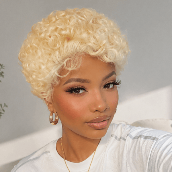 BeQueen Wig PIXIE WIGS Bequeen 13×4 Lace Blonde Short Cut Finger Wave Full Cap Wig