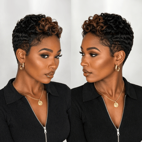 BeQueen Wig PIXIE WIGS Bequeen 13X4 Lace Highlight Brown Pixie Short Cut Wig