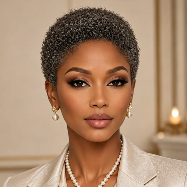 BeQueen Wig PIXIE WIGS Bequeen 13X4 Lace Salt & Pepper Afro Wave Pixie  Wig