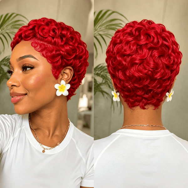 BeQueen Wig PIXIE WIGS Bequeen 13X6 Lace Side Part Finger Wave Short Cut Pixie Wig