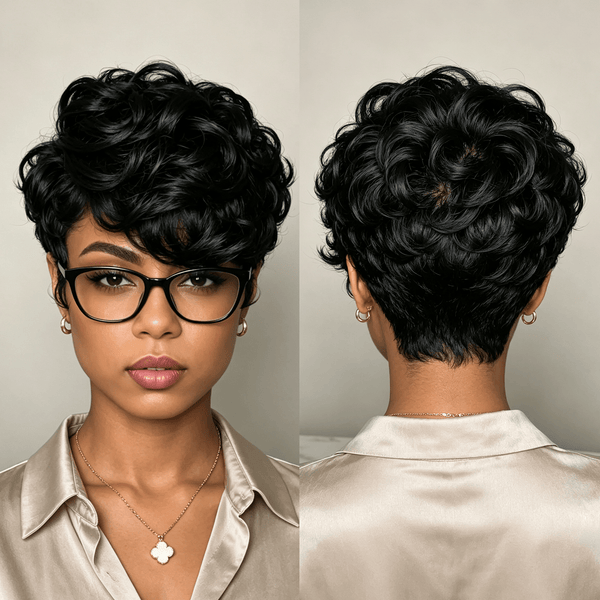 BeQueen Wig PIXIE WIGS Bequeen 13X6 Lace Side Part Natural Wave Short Cut Wig