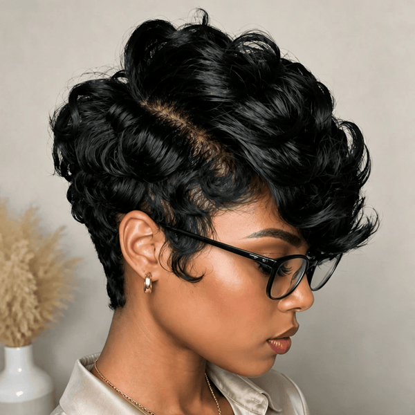 BeQueen Wig PIXIE WIGS Bequeen 13X6 Lace Side Part Natural Wave Short Cut Wig