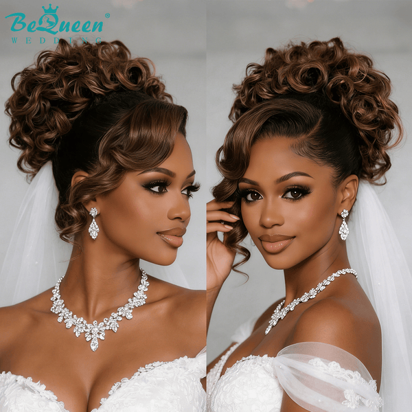 BeQueen Wig WEDDING WIG Bequeen 1B/#30 Wave Updo Wedding Wig
