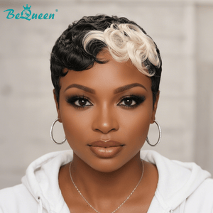 BeQueen Wig PIXIE WIGS Bequeen 1B & 613 Machine Made Pixie Wig