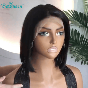 BeQueen Wig Bequeen 1B Black Straight Bob Lace Wig