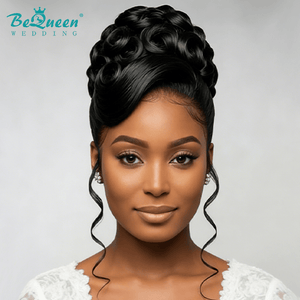 BeQueen Wig WEDDING WIG Bequeen 1B Color Neat Face-Framing Curls Wedding Wig
