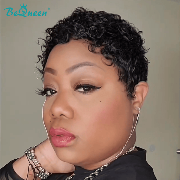 BeQueen Wig PIXIE WIGS Bequeen 1B Natural Black Fashion Curly Pixie Wig