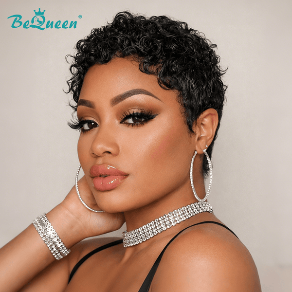 BeQueen Wig PIXIE WIGS Bequeen 1B Natural Black Fashion Curly Pixie Wig