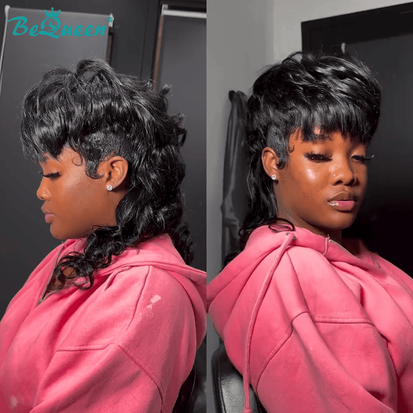 BeQueen Wig TOPPER & MOHAWK Bequeen 1B Natural Wave Mohawk Style