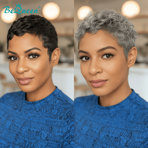 BeQueen Wig PIXIE WIGS Bequeen 1B Pixie Wave Small Head Wig