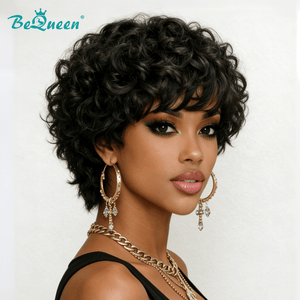 BeQueen Wig Bequeen 1B Sheep-roll Fluffy Wave Pixie Wig