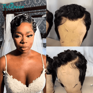 BeQueen Wig WEDDING WIG Bequeen 1B Short Cut With Pearl Wave Wedding Wig
