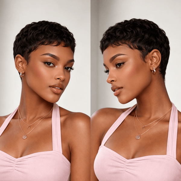 BeQueen Wig PIXIE WIGS Bequeen 1B Summer Light Machine Made Pixie Cut Wig