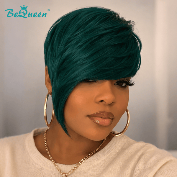 BeQueen Wig PIXIE WIGS Bequeen 5X5 Lace Pixie Cut Green Side Part Short Wig