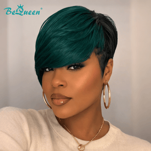BeQueen Wig PIXIE WIGS Bequeen 5X5 Lace Pixie Cut Green Side Part Short Wig