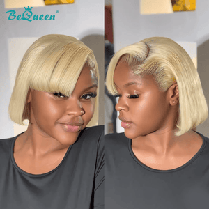 BeQueen Wig Luxurious Customized Wigs Bequeen 613 Blonde Color Sexy Side Part Bob Wig