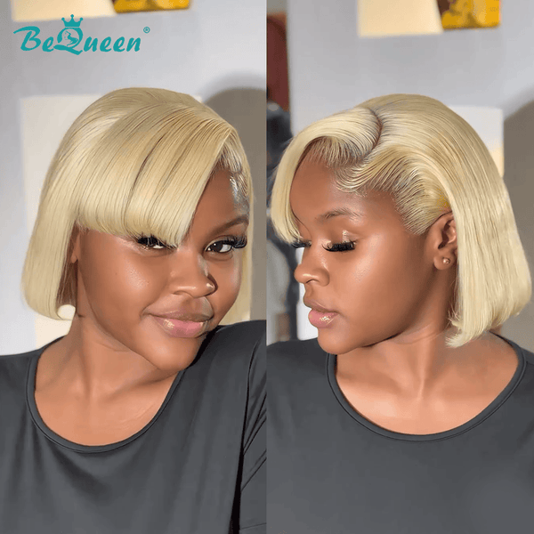 BeQueen Wig Luxurious Customized Wigs Bequeen 613 Blonde Color Sexy Side Part Bob Wig