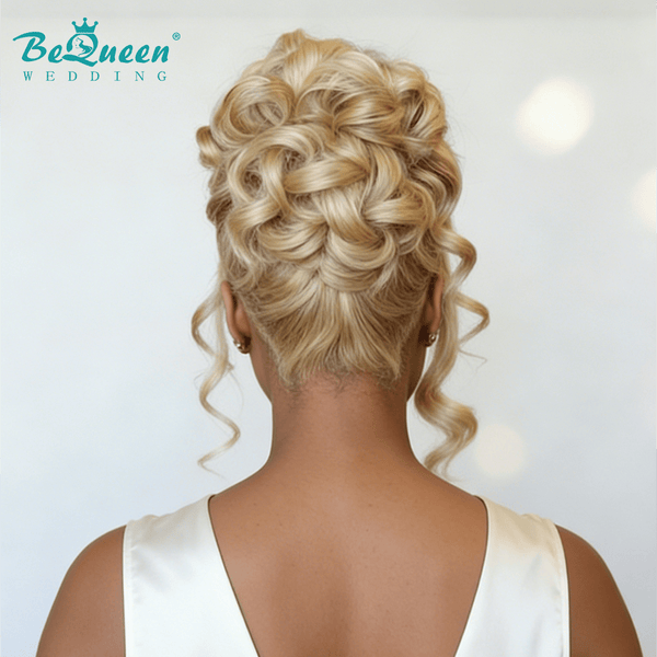 BeQueen Wig WEDDING WIG BeQueen 613 Blonde Side-Swept Chignon Bridal