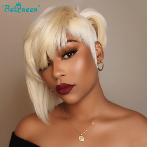 BeQueen Wig PIXIE WIGS Bequeen 613 Blonde Sraight Style Side Part Pixie Wig
