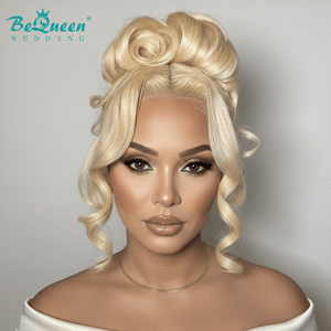 BeQueen Wig WEDDING WIG BeQueen 613 Blonde Two Side-Swept Chignon Bridal