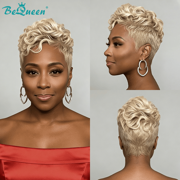 BeQueen Wig PIXIE WIGS Bequeen 613 Blonde Waves Pixie Full Lace Wig