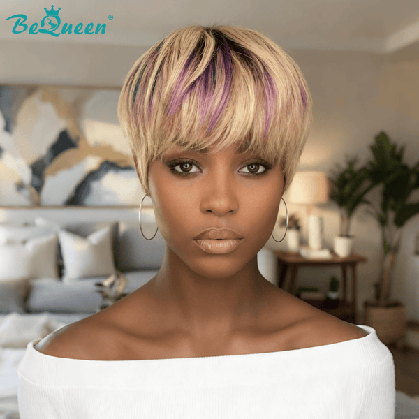 BeQueen Wig PIXIE WIGS Bequeen 613 Mixed Purple Straight Pixie Short Cut Wig