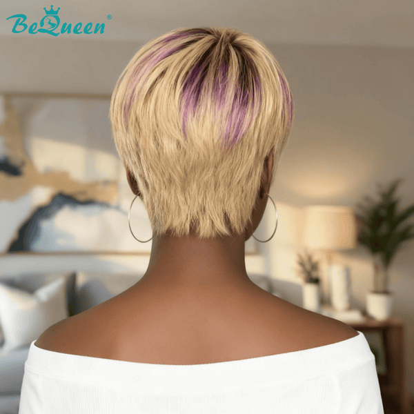 BeQueen Wig PIXIE WIGS Bequeen 613 Mixed Purple Straight Pixie Short Cut Wig