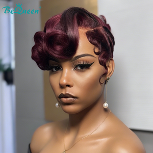 BeQueen Wig PIXIE WIGS Bequeen 99J Side Part Frontal Lace Pixie Wig