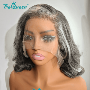 BeQueen Wig TOPPER & MOHAWK Bequeen Afro Edge Salt And Pepper Bob Wig