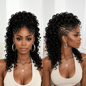 BeQueen Wig TOPPER & MOHAWK Bequeen Black Curly Long Style 20 inch Machine Made Topper Unit(Not A Wig)