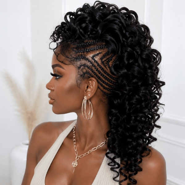 BeQueen Wig TOPPER & MOHAWK Bequeen Black Curly Long Style 20 inch Machine Made Topper Unit(Not A Wig)
