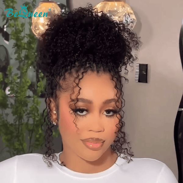 BeQueen Wig WEDDING WIG Bequeen Black Curly Updo Bun Wedding Wig